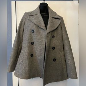 Grey Wool Blend Pea Coat